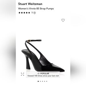 Stuart Weitzman Black Patent Leather Womens Vinnie 85 Strap Pumps Heels Size 8